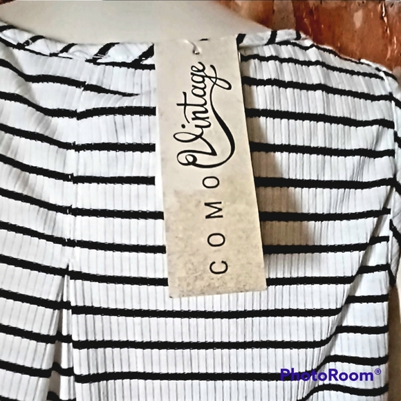 UO New w/Tags Ribbed Black White Striped Tank Top Crocheted Lace Trim XL 14/16 - Picture 5 of 5